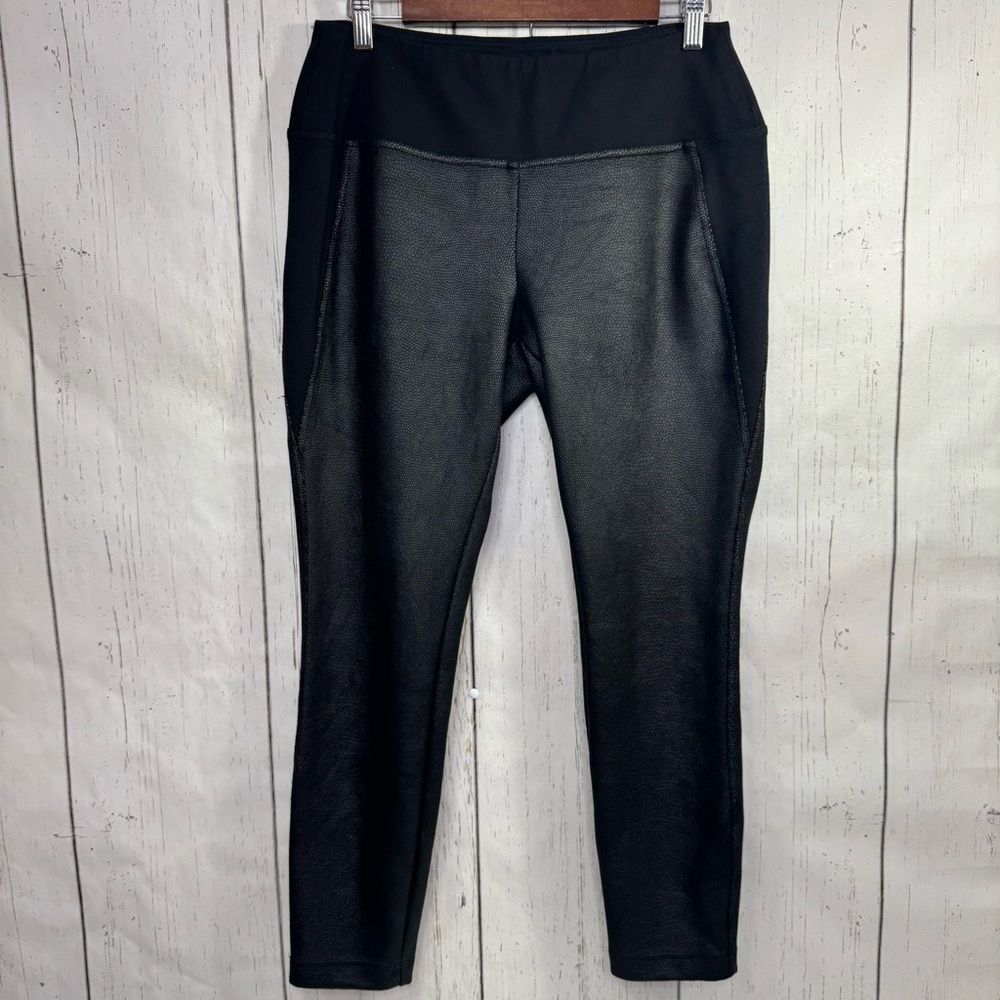 New York & Company Faux Leather Leggings Black High Rise Pull On Pants M Eddy